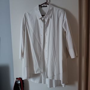ISCHIKO OSKA White Cotton Asymmetric Lagenlook Shirt L